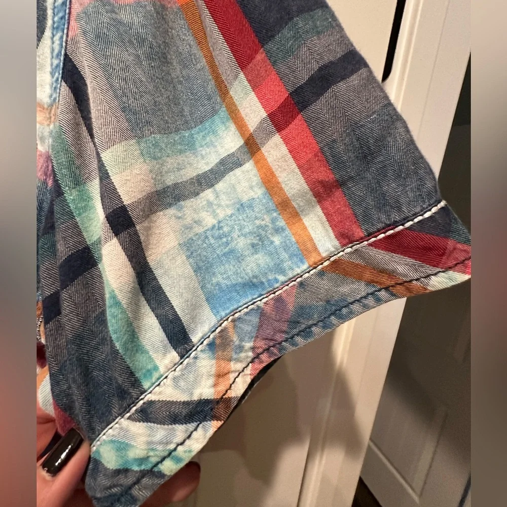 Affliction Men's Blue and Red Plaid Snap Down Shirt - Picture 4 of 9